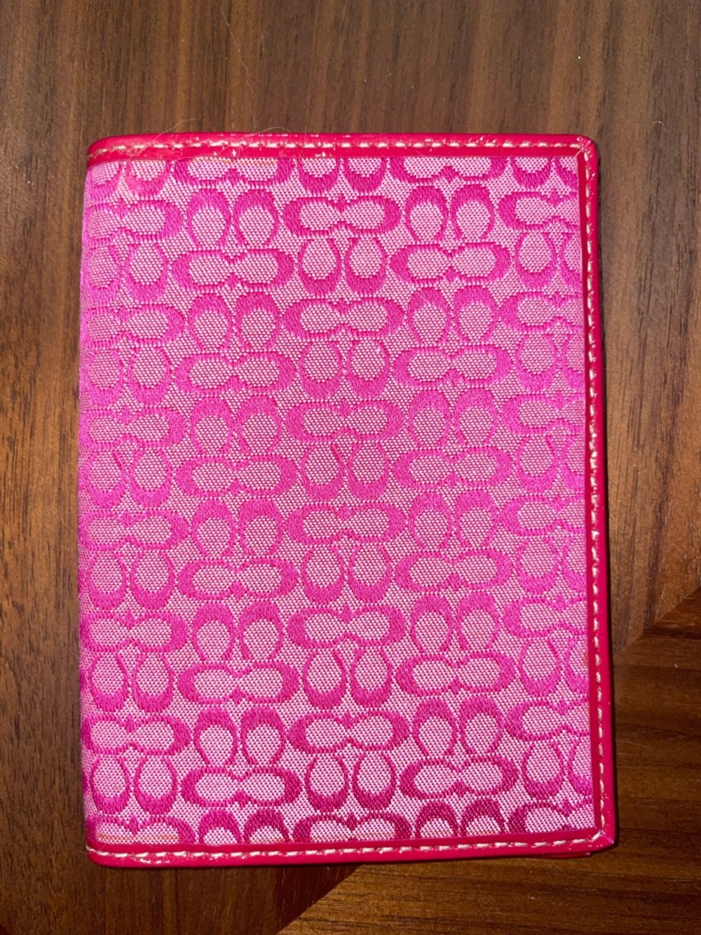 Coach Pink Signature Passport Wallet